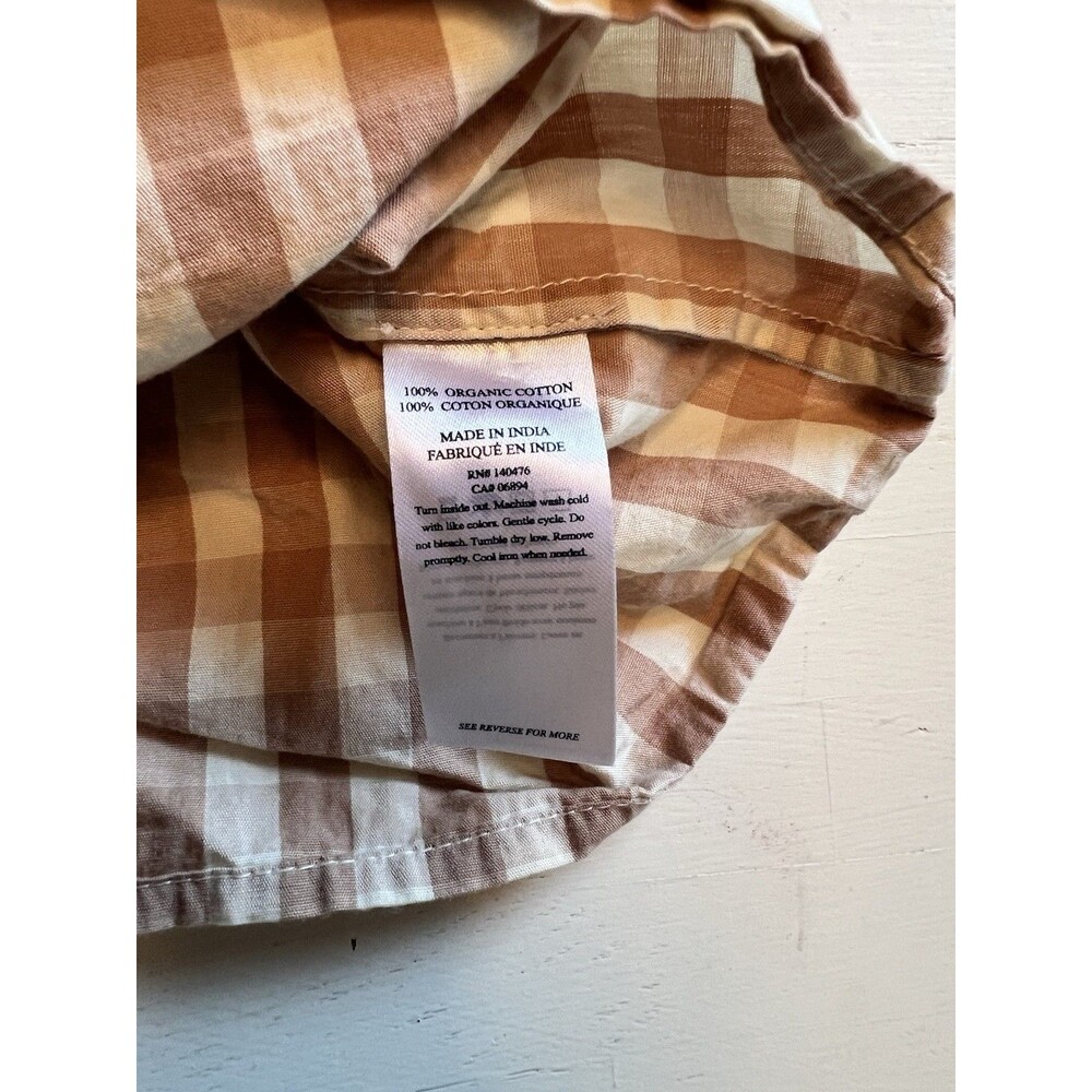 Faherty Cali Check Puff Sleeve Small Organic Cotton Top Charleston‎ Gingham - Picture 5 of 6